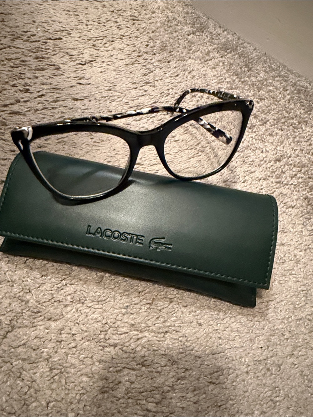 Lacoste Women’s Black Cat-Eye Glasses with Tortoiseshell Temples